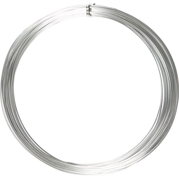 Alambre de aluminio, redondo, grosor 1 mm, plata, 16 m/ 1 rollo