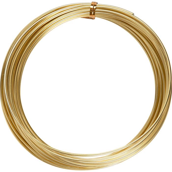 Alambre de aluminio, redondo, grosor 2 mm, dorado, 10 m/ 1 rollo