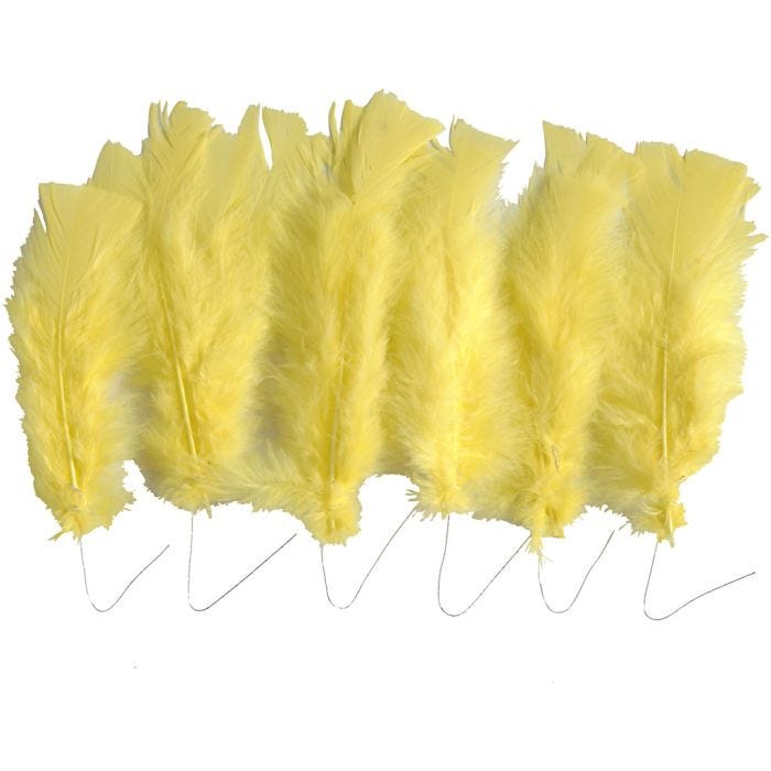 Plumas, L. 11-17 cm, amarillo, 18 fajo/ 1 paquete