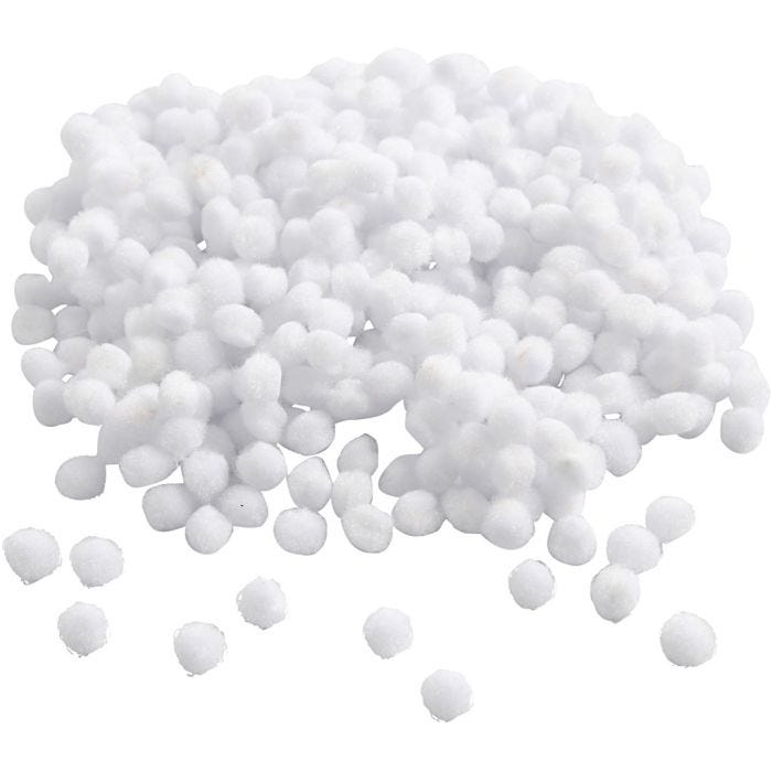 Pompon, dia 5 mm, blanco, 550 ud/ 1 paquete