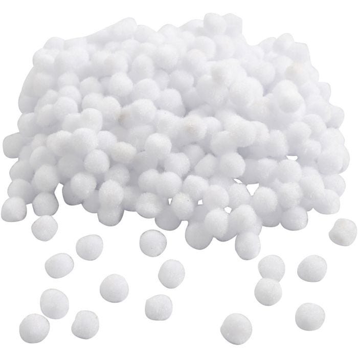 Pompon, dia 10 mm, blanco, 450 ud/ 1 paquete