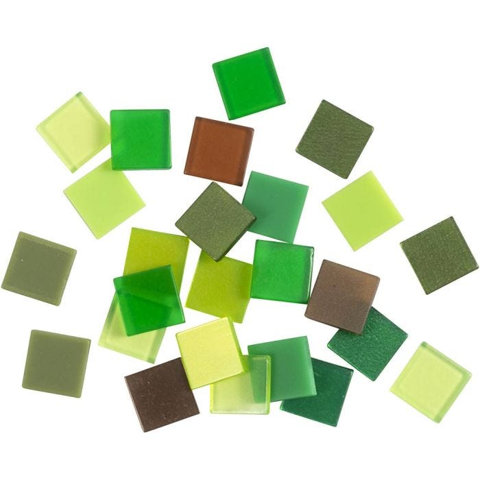 Mini mosaico , medidas 10x10 mm, grosor 2 mm, verde purpurina, 25 gr/ 1 paquete