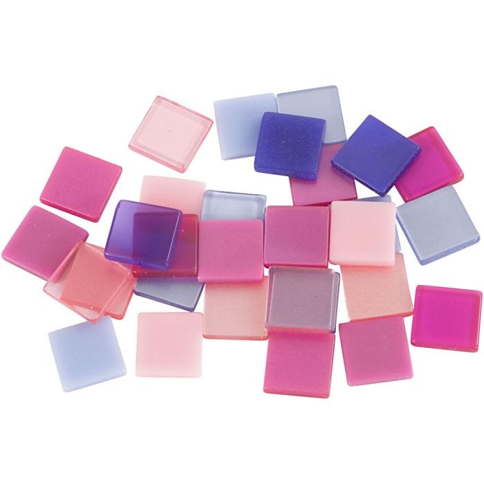 Mini mosaico , medidas 10x10 mm, grosor 2 mm, lila/lila oscuro, 25 gr/ 1 paquete