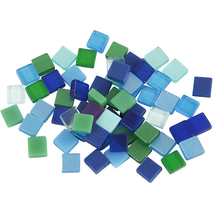 Mini mosaico , medidas 5x5 mm, grosor 2 mm, azul/gris harmonía, 25 gr/ 1 paquete