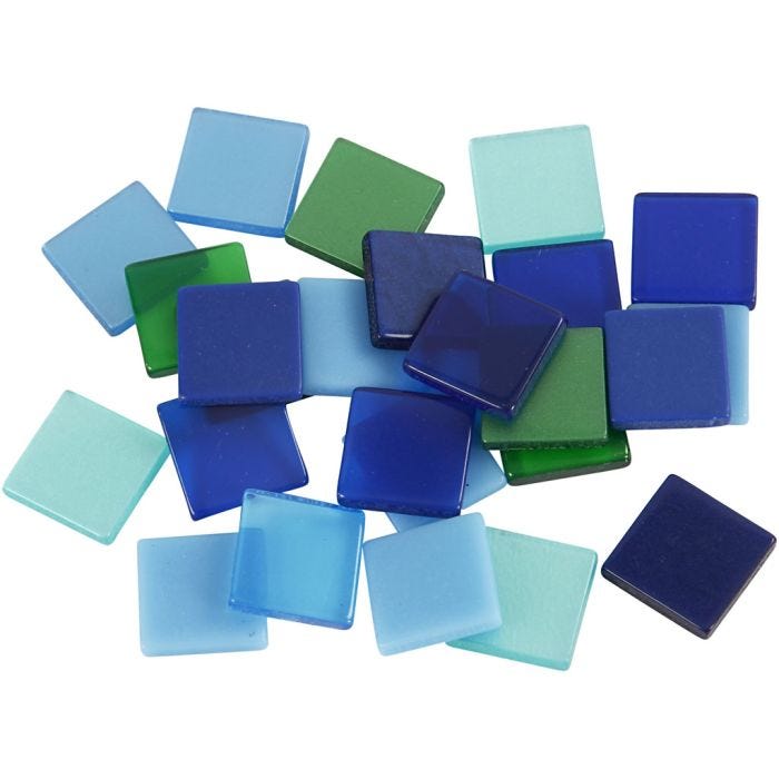 Mini mosaico , medidas 10x10 mm, grosor 2 mm, azul/gris harmonía, 25 gr/ 1 paquete