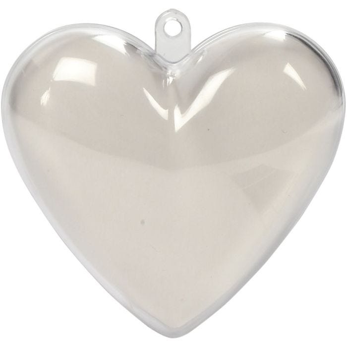 Corazón decorativo, A: 6,5 cm, transparente, 10 ud/ 1 paquete