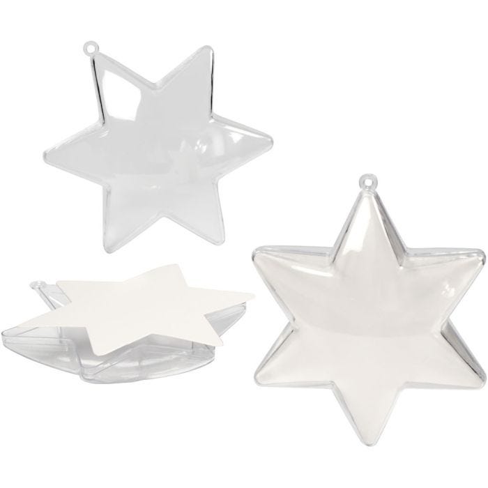 Estrella decorativa, A: 10 cm, transparente, 5 ud/ 1 paquete