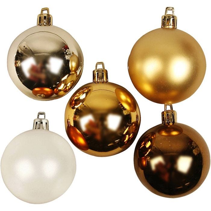 Bolas de Navidad, dia 6 cm, dorado, 20 ud/ 1 paquete