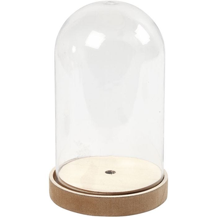 Campana en base de madera, A: 18 cm, dia 11 cm, 1 paquete