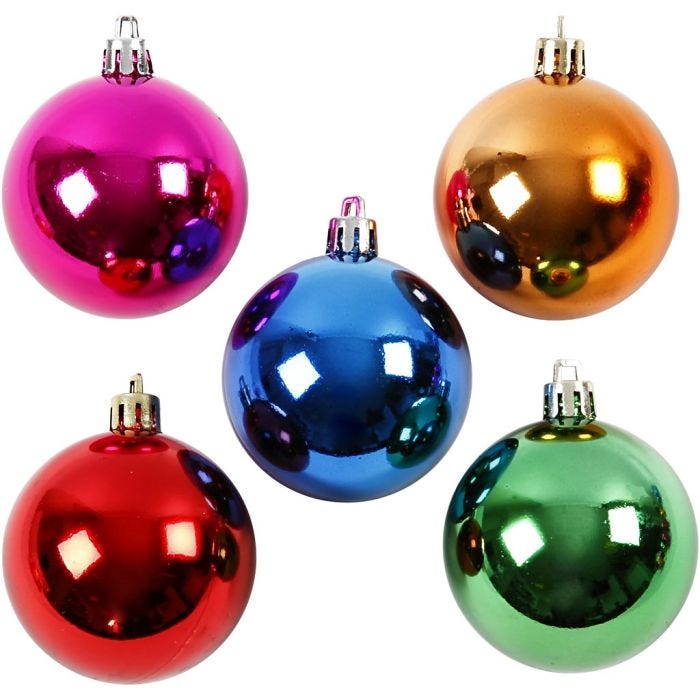 Bolas de Navidad, dia 6 cm, colores fuertes, 20 ud/ 1 paquete