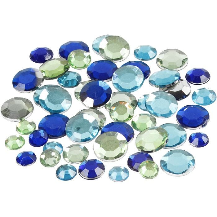 Joyas, Redondas, medidas 6+9+12 mm, azul/gris harmonía, 360 ud/ 1 paquete