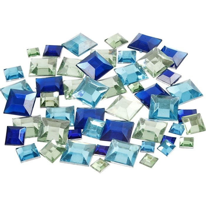 Joyas, Cuadradas, medidas 6+9+12 mm, azul/gris harmonía, 360 ud/ 1 paquete