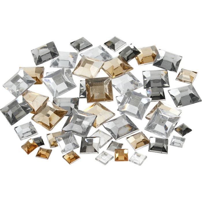 Joyas, Cuadradas, medidas 6+9+12 mm, aceite dorado, 360 ud/ 1 paquete