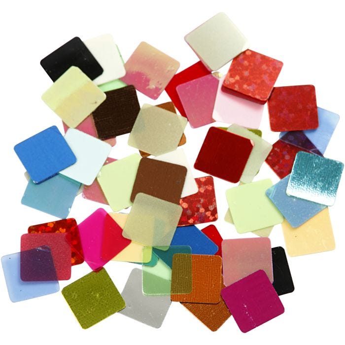 Piezas de mosaico cuadradas, medidas 10x10 mm, surtido de colores, 250 gr/ 1 paquete