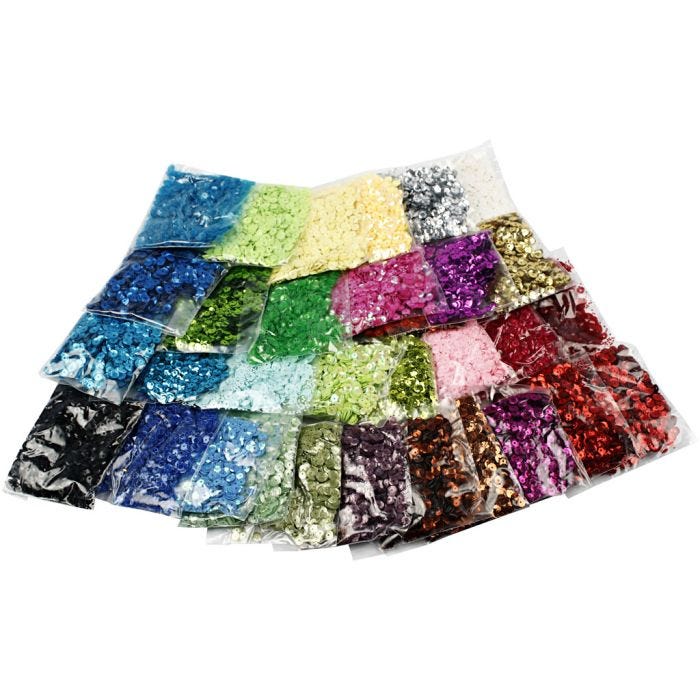 Lentejuelas , medidas 6 mm, 32x25 gr/ 1 paquete