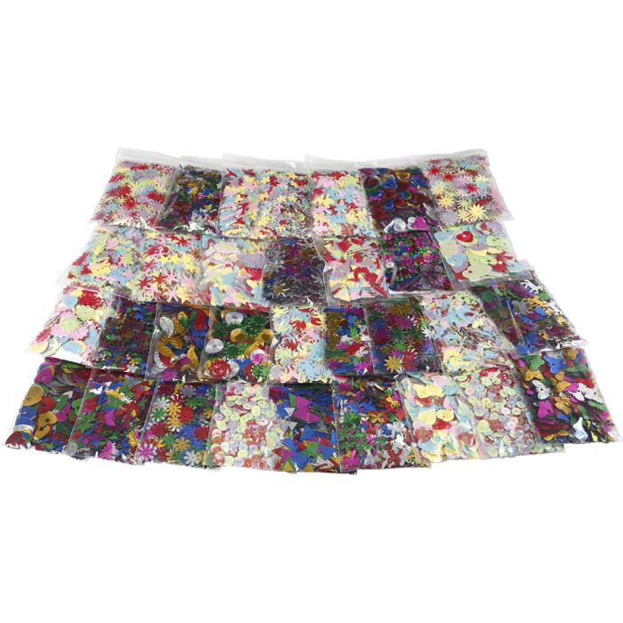 Multi Paillette Mix, medidas 7-30 mm, surtido de colores, 32x25 gr/ 1 paquete