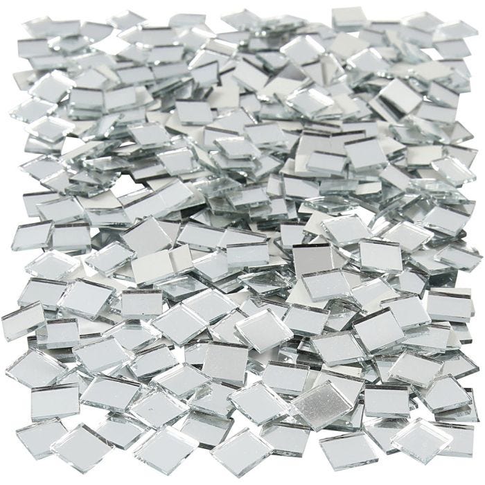 Piezas de espejo para mosaico, medidas 10x10 mm, grosor 2 mm, 500 ud/ 1 paquete