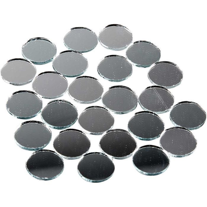 Piezas de espejo para mosaico, redondo, dia 18 mm, grosor 2 mm, 400 ud/ 1 paquete