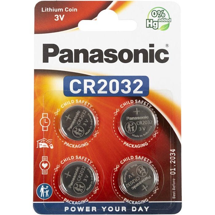 Pilas, medida CR2032, 4 ud/ 1 paquete