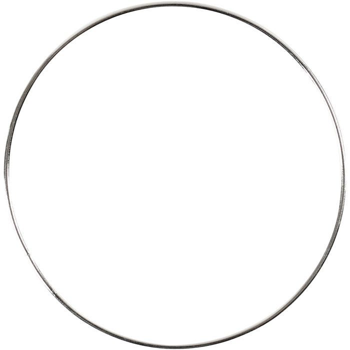 Aro de alambre metálico, dia 7 cm, grosor 1,5 mm, plata, 10 ud/ 1 paquete