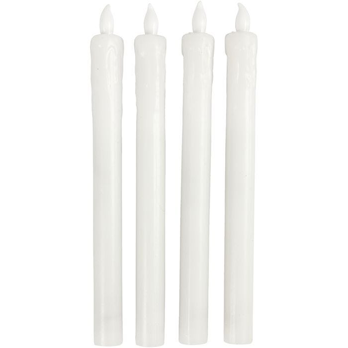 Vela LED, A: 24,5 cm, dia 20 mm, 4 ud/ 1 paquete
