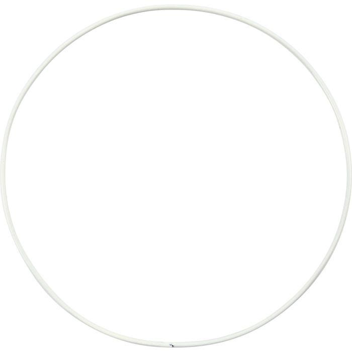 Aro de alambre metálico, dia 15 cm, grosor 2 mm, blanco, 10 ud/ 1 paquete