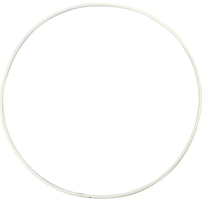 Aro de alambre metálico, dia 20 cm, grosor 3 mm, blanco, 5 ud/ 1 paquete