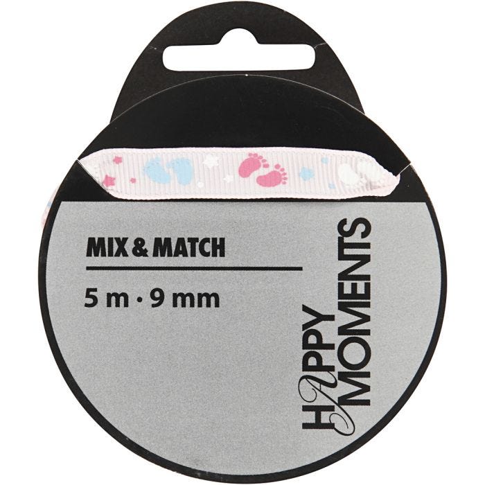 Cinta decorativa, A: 9 mm, rosado, 5 m/ 1 rollo