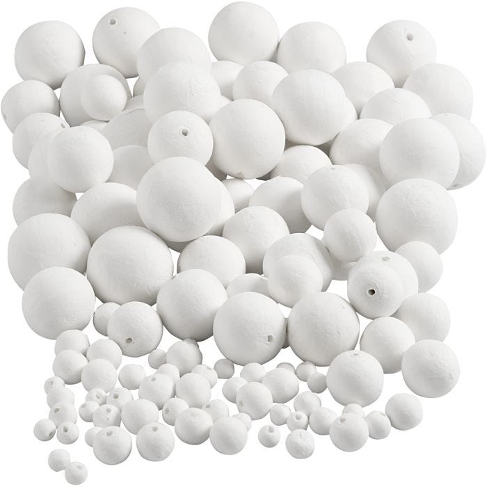 Bola, dia 12+15+20+30+40+50 mm, blanco, 240 ud/ 1 paquete