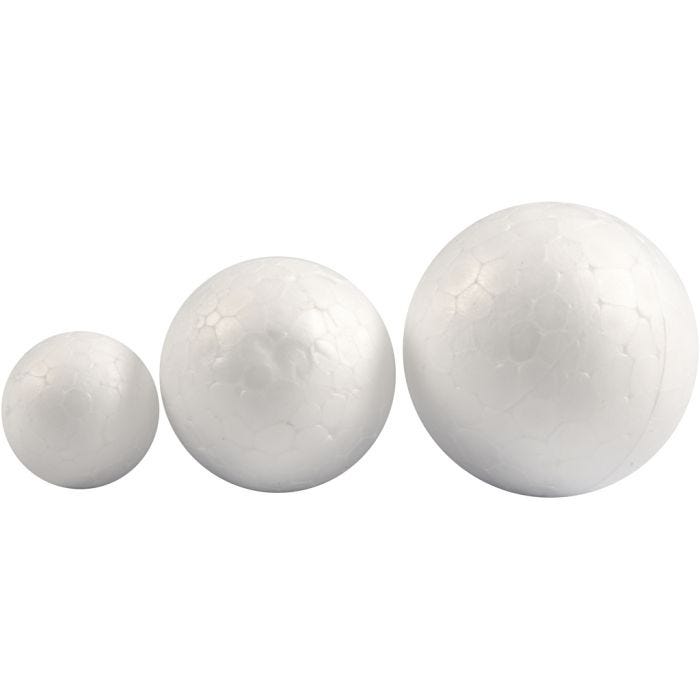 Bolas de poliestireno, dia 20+30+40 mm, blanco, 12 ud/ 1 paquete