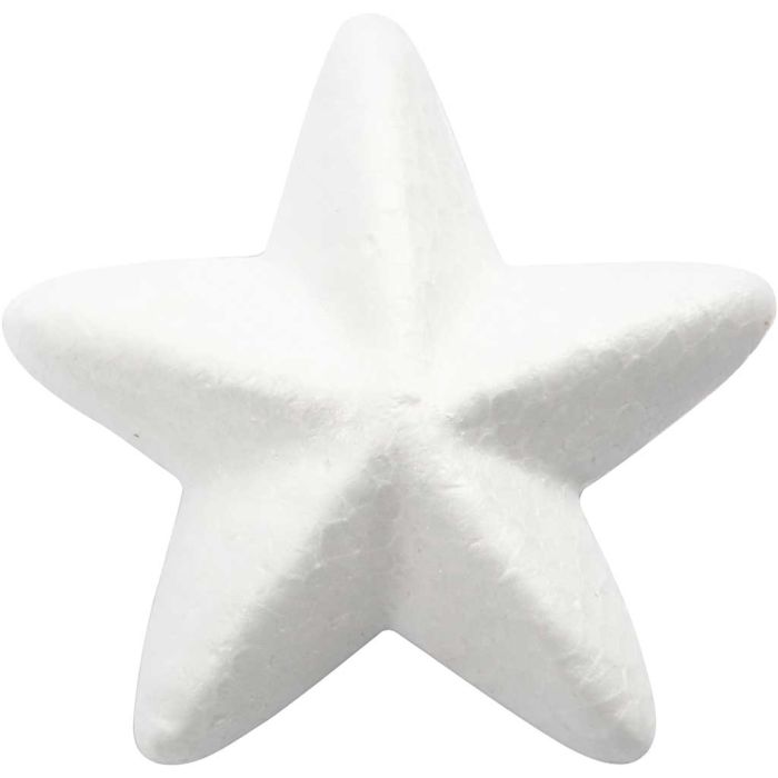 Estrella de poliestireno, A: 6 cm, blanco, 50 ud/ 1 paquete