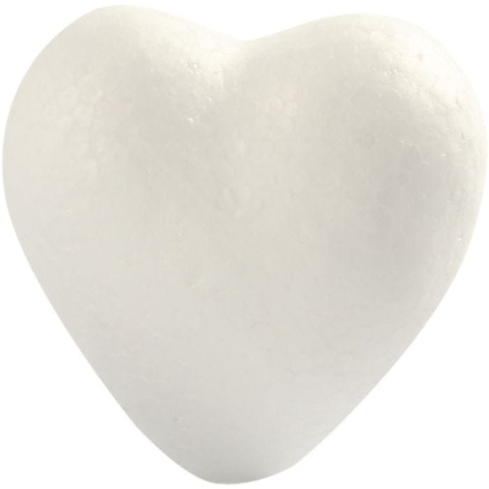 Corazones de poliestireno, A: 6 cm, P: 3 cm, blanco, 5 ud/ 1 paquete
