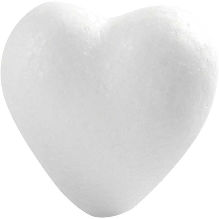 Corazones de poliestireno, A: 6 cm, P: 3 cm, blanco, 50 ud/ 1 paquete