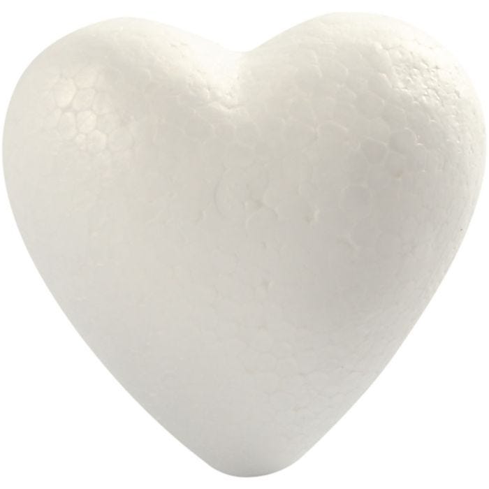 Corazones de poliestireno, A: 8 cm, P: 4,5 cm, blanco, 5 ud/ 1 paquete