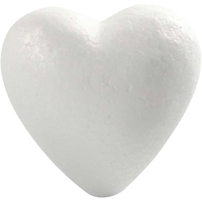 Corazones de poliestireno, A: 8 cm, P: 4,5 cm, blanco, 50 ud/ 1 paquete