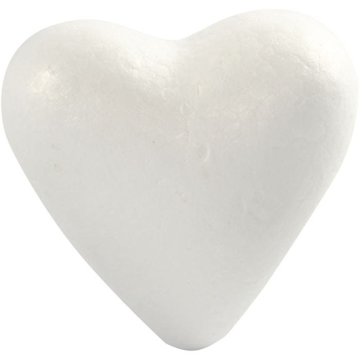 Corazones de poliestireno, A: 11 cm, P: 5 cm, A: 11,5 cm, blanco, 5 ud/ 1 paquete