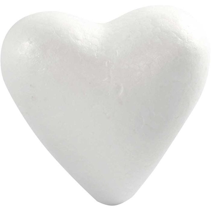 Corazones de poliestireno, A: 11 cm, P: 5 cm, A: 11,5 cm, blanco, 25 ud/ 1 paquete