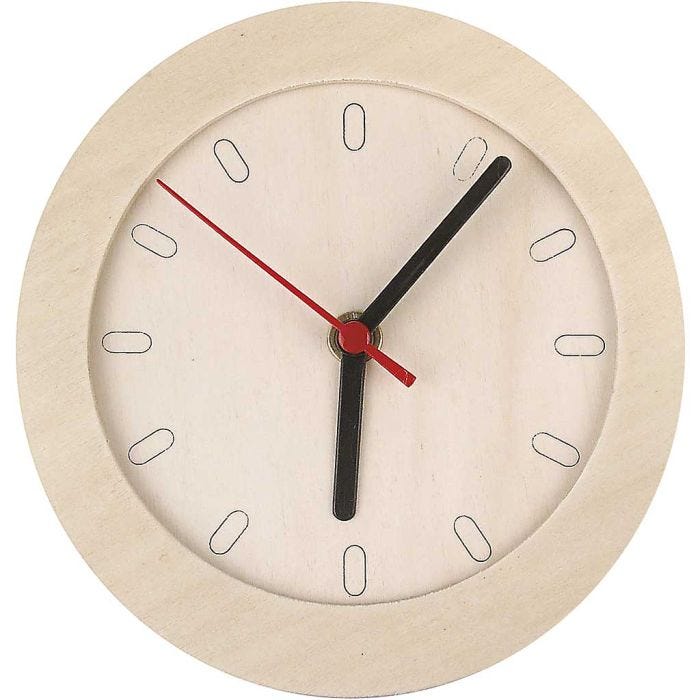 Reloj con marco madera, 15 cm, 1 ud