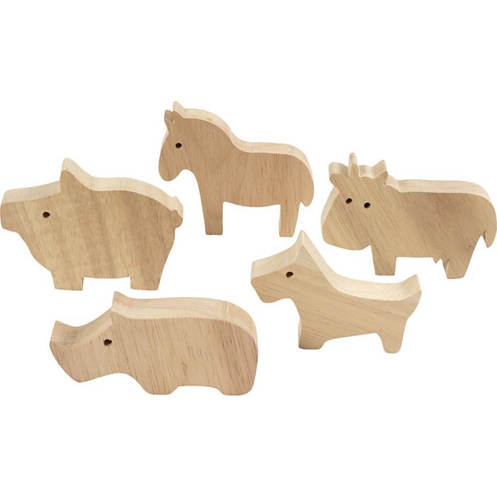 Animales de madera, Granja, A: 4,5-8,7 cm, grosor 2 cm, 10 ud/ 1 paquete