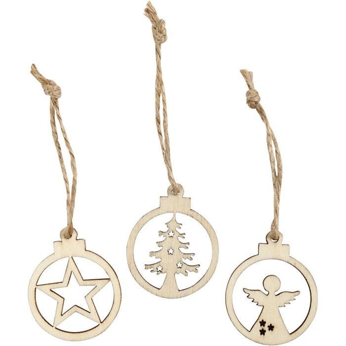 Adorno de Navidad colgante, dia 3 cm, grosor 2,7 mm, 24 ud/ 1 paquete