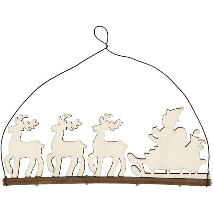Decoración de Navidad, Trineo con renos, 8 cm, 0,5 cm, 22 cm, 1 ud