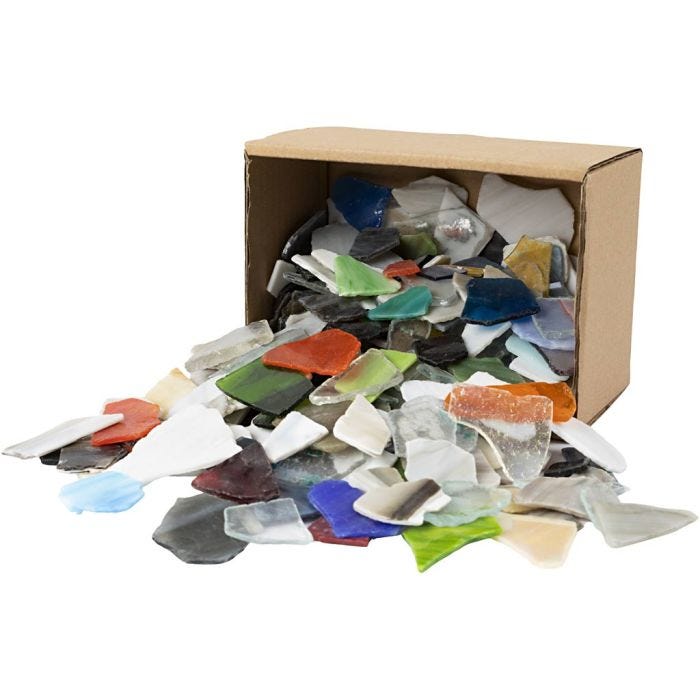 Mosaico, medidas 15-60 mm, grosor 5 mm, El contenido puede variar , surtido de colores, 2 kg/ 1 paquete