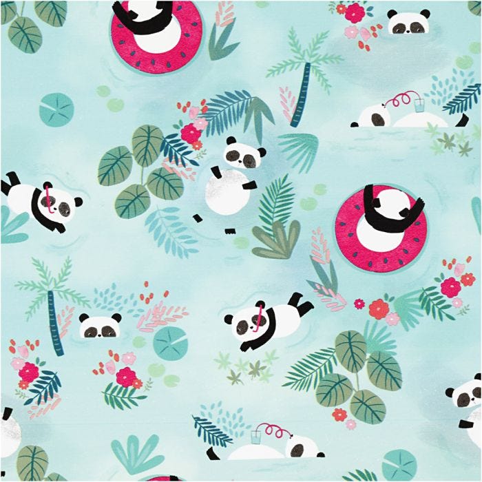 Papel de regalo, Panda, A: 50 cm, 80 gr, 100 m/ 1 rollo