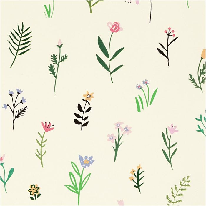 Papel de regalo, flora, A: 50 cm, 80 gr, 100 m/ 1 rollo