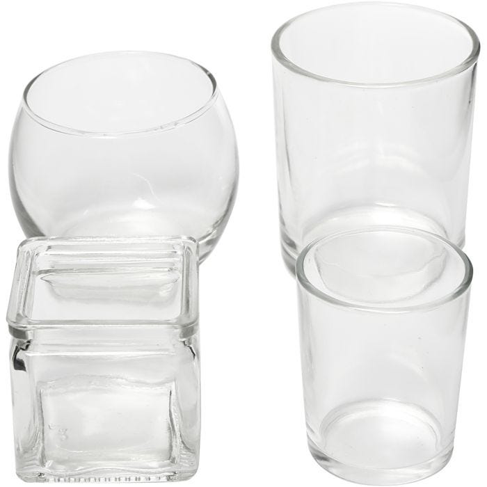 Porta velas de cristal, A: 5,3-8,4 cm, dia 4,5-7,3 cm, El contenido puede variar , 72 ud/ 1 paquete
