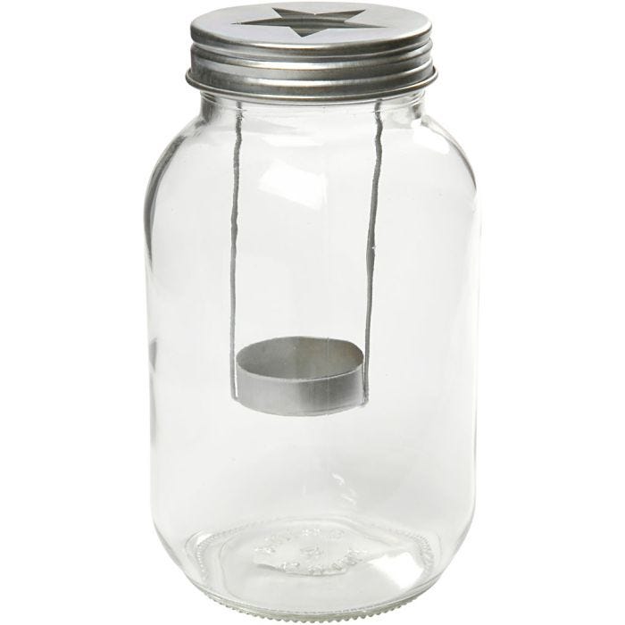Farolillo de cristal, A: 18 cm, dia 10 cm, 1 ud