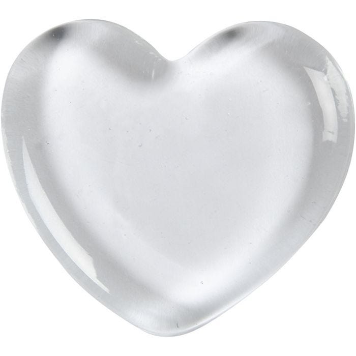 Corazón , 6,5x6,5 cm, 10 mm, transparente, 1 ud