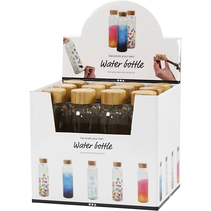 Botella de agua, A: 22 cm, dia 6,7 cm, 500 ml, 12 ud/ 1 paquete