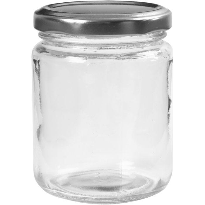 Bote de cristal, A: 9,1 cm, dia 6,8 cm, 240 ml, transparente, 12 ud/ 1 paquete