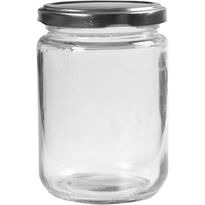 Bote de cristal, A: 11 cm, dia 7,5 cm, 370 ml, transparente, 6 ud/ 1 paquete